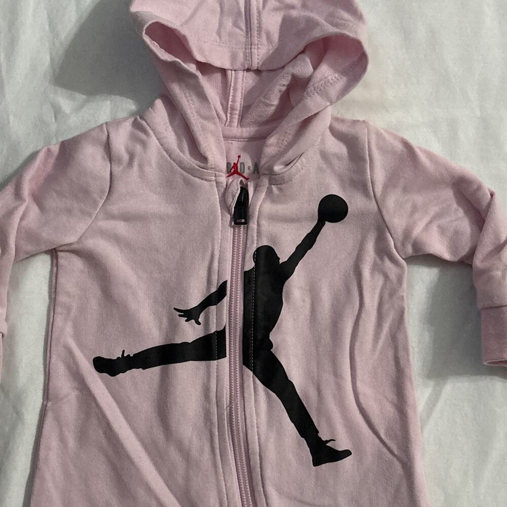 Jordan JDB HBR Jumpman hooded coverall in pink 3-6 Months - Picture 3 of 5